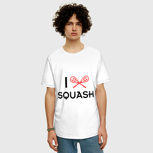 Мужская футболка оверсайз I Love Squash / Белый – фото 3