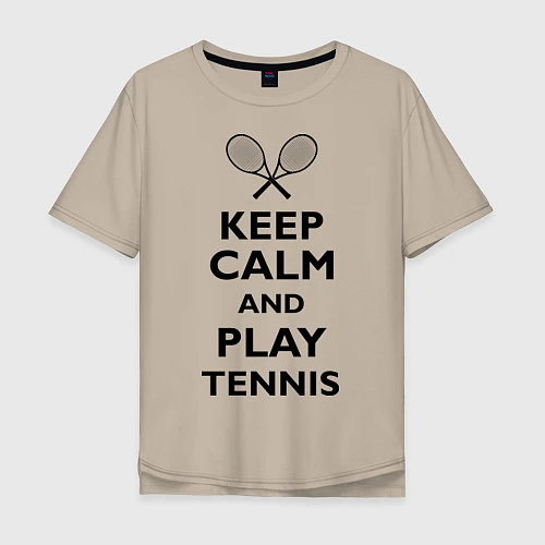 Мужская футболка оверсайз Keep Calm & Play tennis / Миндальный – фото 1