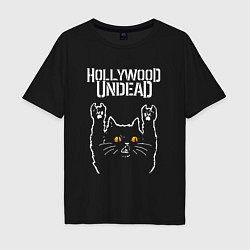 Мужская футболка оверсайз Hollywood Undead rock cat