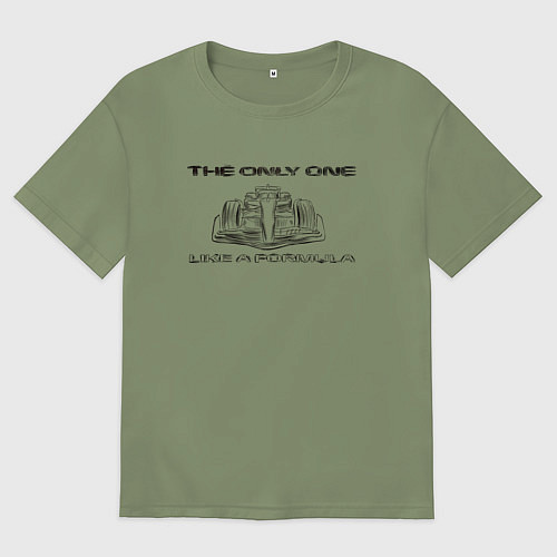 Мужская футболка оверсайз The only one - автомобиль Ф1 / Авокадо – фото 1