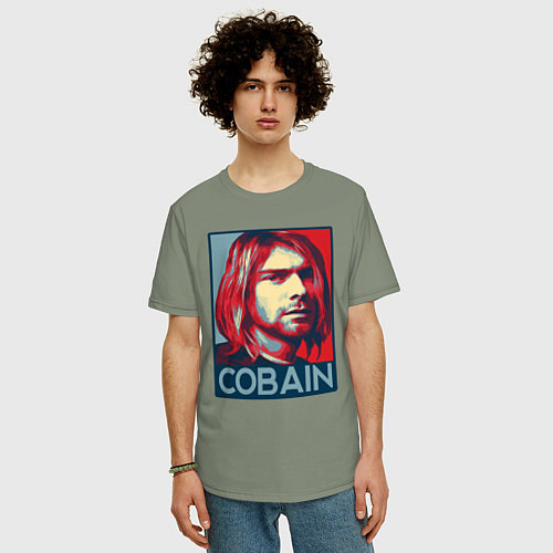 Мужская футболка оверсайз Nirvana - Kurt Cobain / Авокадо – фото 3