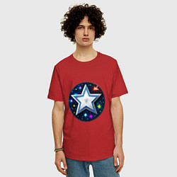 Футболка оверсайз мужская Звезда и полотно космоса, цвет: красный — фото 2