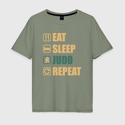 Мужская футболка оверсайз Eat sleep judo / Авокадо – фото 1