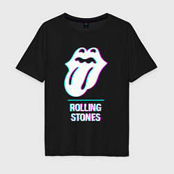 Мужская футболка оверсайз Rolling Stones glitch rock