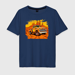 Футболка оверсайз мужская Шевроле грузовик, цвет: тёмно-синий