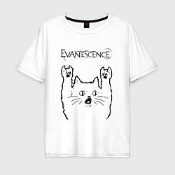 Футболка оверсайз мужская Evanescence - rock cat, цвет: белый