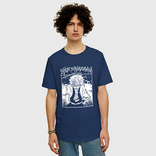 Мужская футболка оверсайз Санеми шинадзугава - столп ветра / Тёмно-синий – фото 3