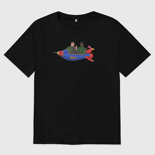 Мужская футболка оверсайз Ким Чен Ын и Биг Смоук / Черный – фото 1