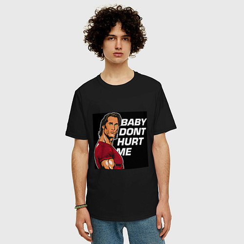 Мужская футболка оверсайз Baby dont hurt me - Mike OHearn Meme / Черный – фото 3