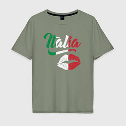Футболка оверсайз мужская Поцелуй Италии, цвет: авокадо