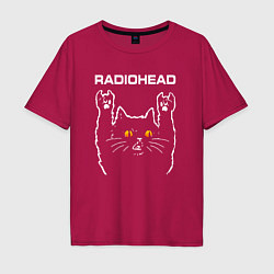 Мужская футболка оверсайз Radiohead rock cat