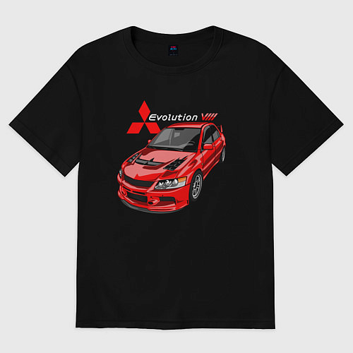 Мужская футболка оверсайз Lancer Evolution 8 / Черный – фото 1