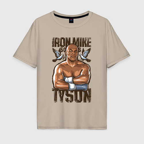 Мужская футболка оверсайз Iron Mike Tyson Железный Майк Тайсон / Миндальный – фото 1