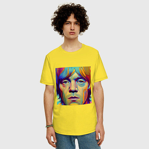 Мужская футболка оверсайз Brian Jones Digital Portret / Желтый – фото 3