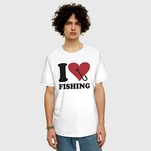 Мужская футболка оверсайз I love fishing / Белый – фото 3