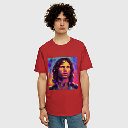 Футболка оверсайз мужская Jim Morrison Strange colors Art, цвет: красный — фото 2