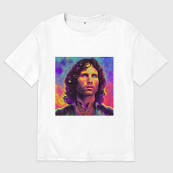 Футболка оверсайз мужская Jim Morrison Strange colors Art, цвет: белый