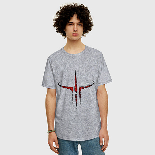 Мужская футболка оверсайз Quake III logo / Меланж – фото 3
