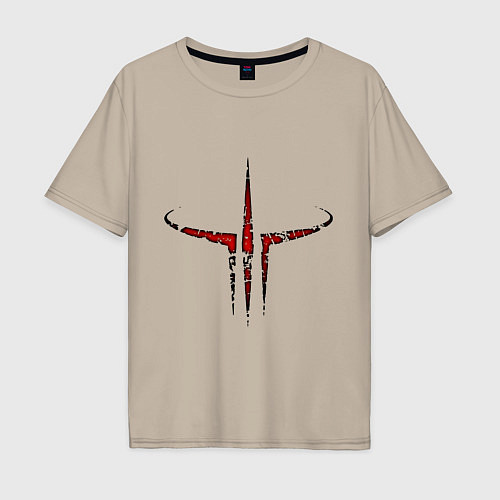 Мужская футболка оверсайз Quake III logo / Миндальный – фото 1