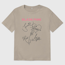 Футболка оверсайз мужская Blackpink автограф, цвет: миндальный