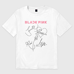 Футболка оверсайз мужская Blackpink автограф, цвет: белый