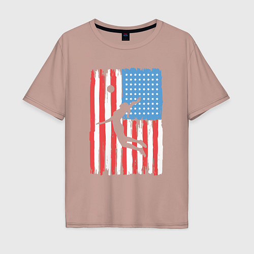 Мужская футболка оверсайз USA girl volleyball / Пыльно-розовый – фото 1