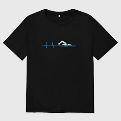 Футболка оверсайз мужская Плавание в сердце, цвет: черный