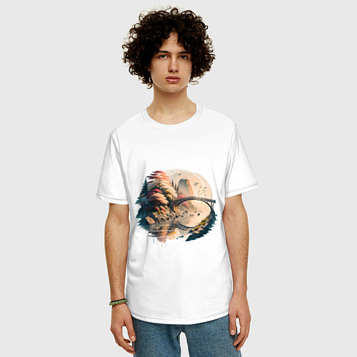 Мужская футболка оверсайз Мост Синкё в стиле моротай / Белый – фото 3