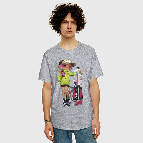 Мужская футболка оверсайз Inkling girl / Меланж – фото 3