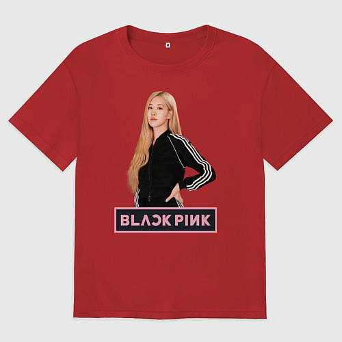 Мужская футболка оверсайз Блэкпинк Роза / Красный – фото 1