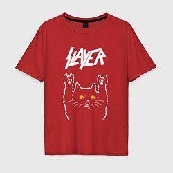 Футболка оверсайз мужская Slayer rock cat, цвет: красный