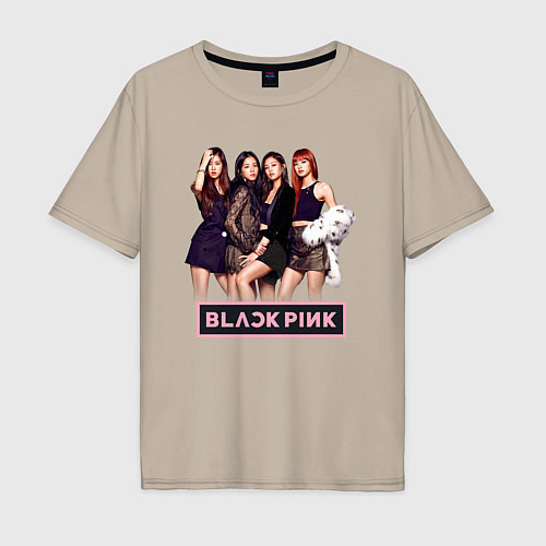 Мужская футболка оверсайз Rose Blackpink kpop / Миндальный – фото 1