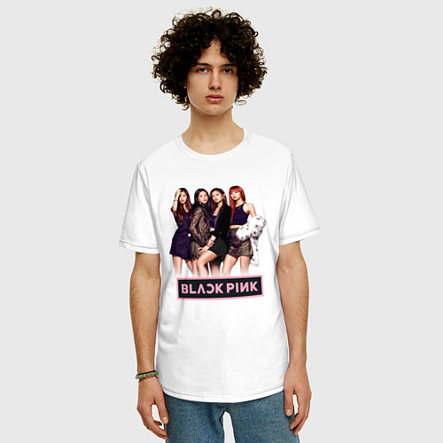 Мужская футболка оверсайз Rose Blackpink kpop / Белый – фото 3