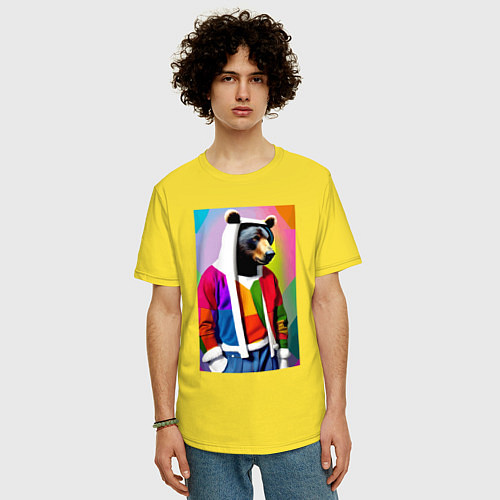 Мужская футболка оверсайз Baer fashionista - pop art - neural network / Желтый – фото 3