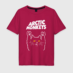 Футболка оверсайз мужская Arctic Monkeys rock cat, цвет: маджента