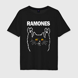 Мужская футболка оверсайз Ramones rock cat