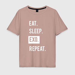 Мужская футболка оверсайз Eat Sleep EXO Repeat