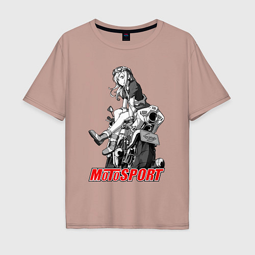 Мужская футболка оверсайз Moto girl / Пыльно-розовый – фото 1