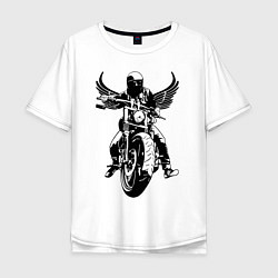 Футболка оверсайз мужская Biker wings, цвет: белый