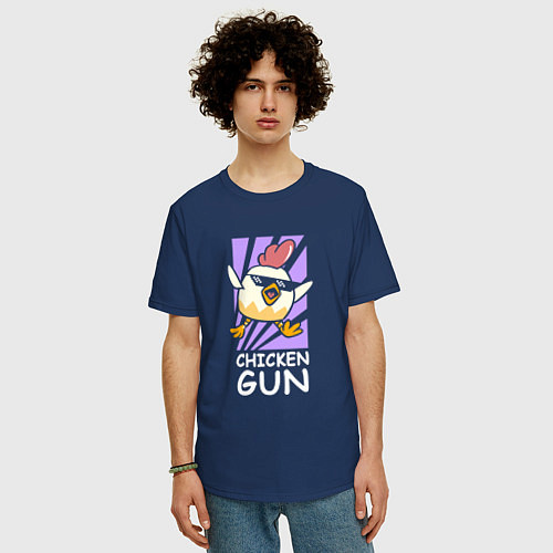 Мужская футболка оверсайз Chicken Gun - Game / Тёмно-синий – фото 3
