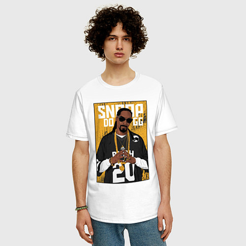 Мужская футболка оверсайз Snoop dogg с цепями / Белый – фото 3