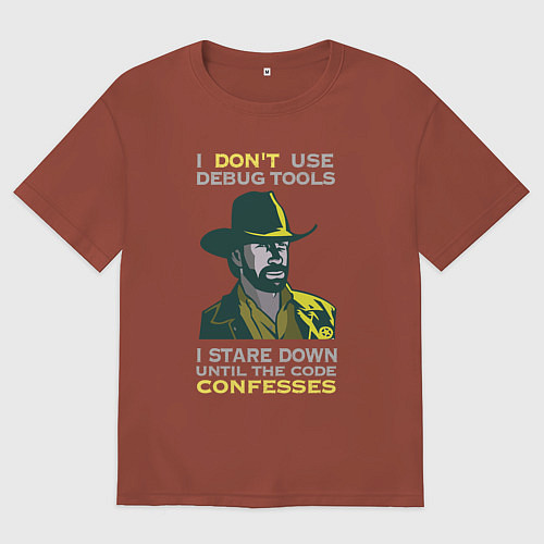 Мужская футболка оверсайз Чак Норрис среди программистов / Кирпичный – фото 1