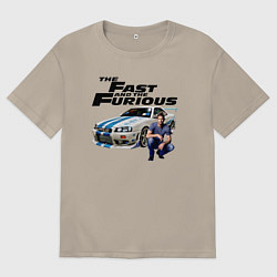 Футболка оверсайз мужская Брайан ОКоннер Nissan Skyline R34, цвет: миндальный