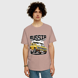 Футболка оверсайз мужская Russia tuning car, цвет: пыльно-розовый — фото 2