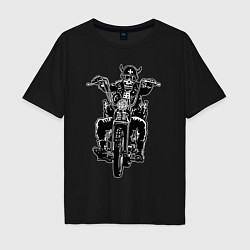 Мужская футболка оверсайз Skull biker with beer