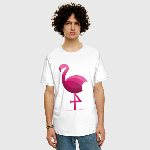 Мужская футболка оверсайз Фламинго минималистичный / Белый – фото 3