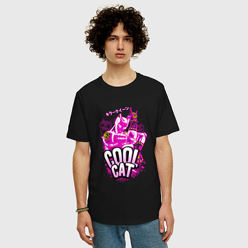 Мужская футболка оверсайз Cool cat- Killer queen- Jo jo / Черный – фото 3