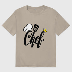 Футболка оверсайз мужская Надпись - шеф повар, цвет: миндальный