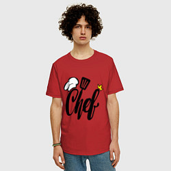 Футболка оверсайз мужская Надпись - шеф повар, цвет: красный — фото 2