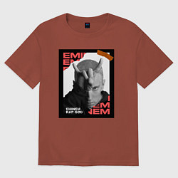 Футболка оверсайз мужская Rap god, цвет: кирпичный